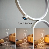 Lampe sur pied LED moderne avec interrupteur tactile, blanc et noir, design nordique, éclairage pour salon