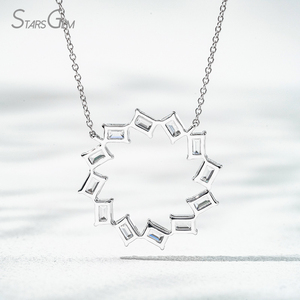 Starsgem 18K oro real Esmeralda corte laboratorio crecido diamante hpht CVD colgante redondo collar de moda especial joyería para mujer - Product Image 2