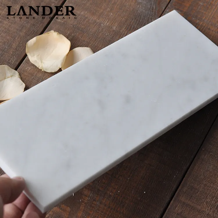Honed Bianco Carrara Ubin Marmer, Bianco Putih Matt Dapur Backsplash Subwaty