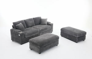 Canapé modulaire en forme de L moderne à 3 places avec rembourrage en tissu et garnissage en éponge, design extensible pour salon - Product Image 2