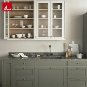 Gabinete de Cocina Modular Moderno y Ecológico AllandCabinet con Revestimiento de Vidrio para Vino, Precio de Fábrica para <span class=keywords><strong>Apartamentos</strong></span> - Product Image 3