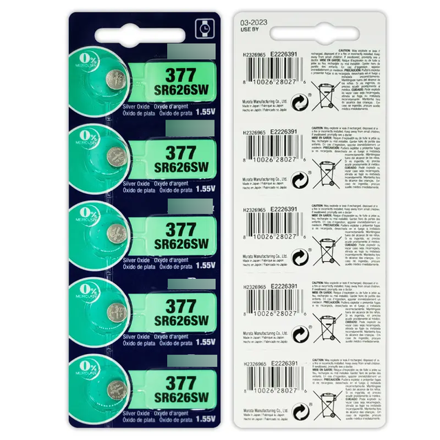 High Quality 1.55V 377 SR626SW Lithium Button Cell Battery for Watch Electric Toys Home Appliances