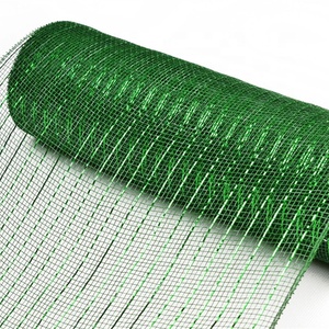 Màu xanh lá cây <span class=keywords><strong>Polypropylene</strong></span> <span class=keywords><strong>Deco</strong></span> hoa gói lưới cho Xmas Vòng hoa của cây trang trí với kim loại sọc - Product Image 6