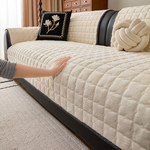Housse de canapé en polaire couleur unie, épaisse, entièrement couvrante, type coussin pour coussins de canapé, e-commerce transfrontalier - Product Image 1