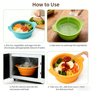 Olla de Cocina Plegable de Silicona Reutilizable de Grado Alimenticio, Vaporera de Silicona Multicolor - Product Image 3