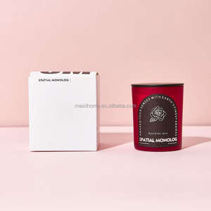 Velas Aromáticas de Cera de Soya Natural de Lujo Personalizadas - 26 Horas de Duración, Frasco de Vidrio Rojo Esmerilado con Tapa de Metal Negra, <span class=keywords><strong>Caja</strong></span> de Regalo Personalizada - Product Image 4