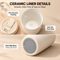 Kingze OEM 380ml 580ml Tasse à café isotherme en céramique, en acier inoxydable 316, pour café, cadeau d'entreprise
