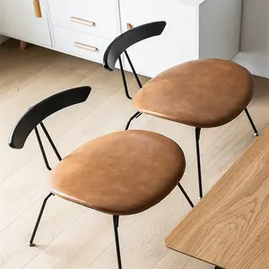 Stile industriale in legno massiccio schienale Vintage sedie da pranzo in metallo in ferro imbottito sedie da pranzo