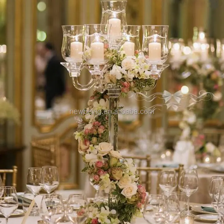 Centros De Casamento Candlestick Acrílico Decoração De Casamento Titular De Vela De Cristal Candelabro