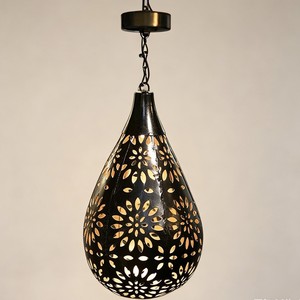 Lámpara Solar Colgante de Hierro con Forma de Lágrima, Impermeable para Exteriores, Decoración de Jardín, Luz de Proyección LED 12V, Batería de Silicio Monocristalino Incluida - Product Image 2