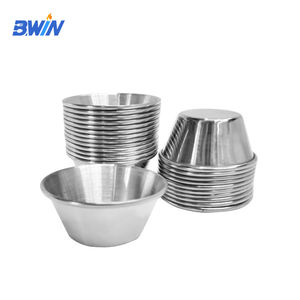 Contenitori per Porzioni in Metallo Impilabili e Riutilizzabili Coppette Rotonde per Salse Ciotole per Intingoli in Acciaio Inossidabile - Product Image 1