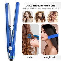 Catokan Rambut Keramik Turmalin Pemanas Cepat & Tongkat Curling 2-in-1 untuk Rambut Basah/Kering Anti-Scald Desain Berkabel