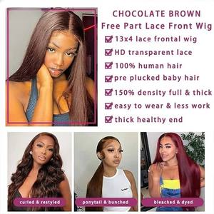 <span class=keywords><strong>Parrucca</strong></span> in Capelli Umani Marrone Cioccolato Senza Colla 13x6 HD Lace Front Pre-Piumata con Baby Hair Marrone <span class=keywords><strong>Scuro</strong></span> 5x5 Lace Closure per Donna - Product Image 6