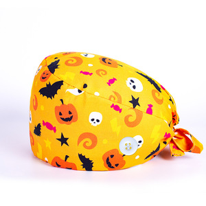 Chapeau chirurgical imprimé série Halloween, chapeau de médecin et d'infirmière, coton, plus boucle, chapeau à nouer pour soins intensifs, unisexe - Product Image 5