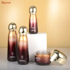 Fornitore di bottiglie di vetro bottiglia di lozione per imballaggio per la cura della pelle vuota con pompa Set di bottiglie di lusso per cosmetici per la cura della pelle