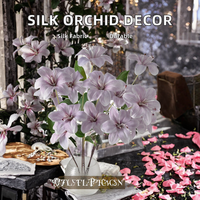 Künstliche Seiden-Lilien 3-Köpfiges Blumenarrangement Lila Langlebige Dekoration für Zuhause Weihnachten Ostern Neujahr Halloween