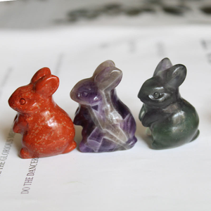 ขายส่งงานแกะสลักสัตว์จากคริสตัลและอัญมณีธรรมชาติผสม - กระต่าย/แมว/ช้าง/อีกา ประติมากรรมหินกึ่งมีค่าจากโรงงาน - Product Image 5