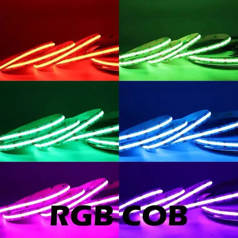 유연한 COB 스트립 라이트 RGB RGBW RGBIC 흐르는 물 쫓기 smd 스트립 12V 24V IP20 IP65 IP68 방수 장식