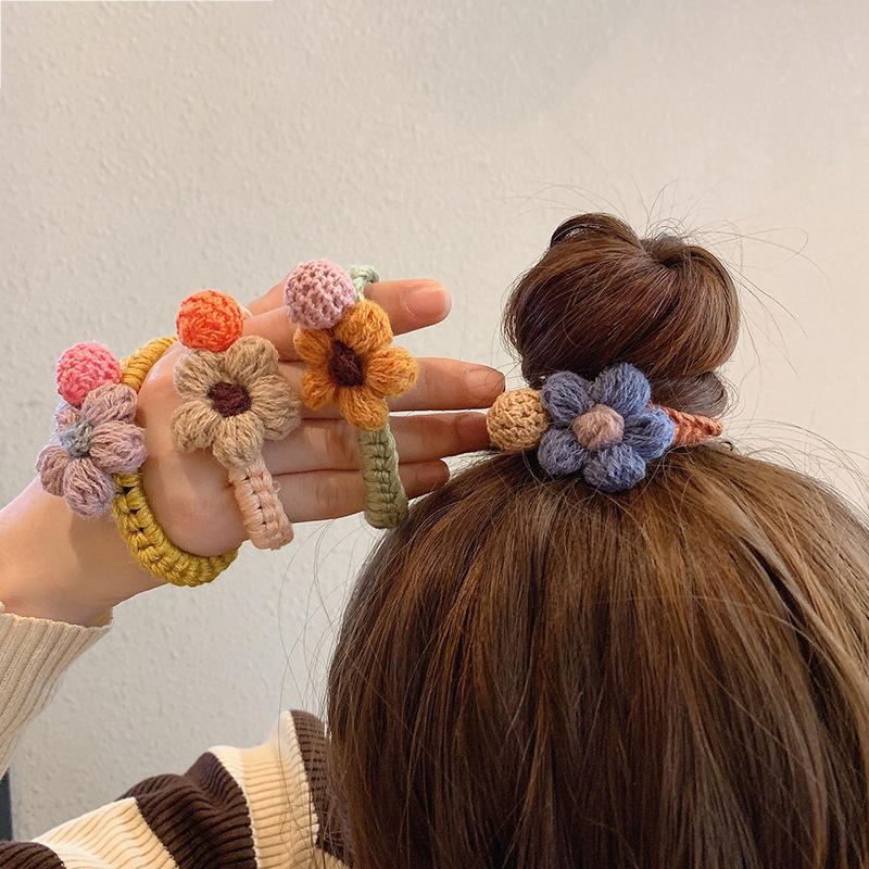 Bague en laine pour enfants, adorable, fait à la main, fleur, pour