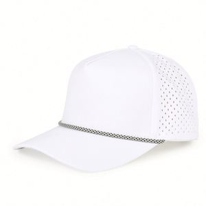Casquette personnalisée en usine, perforée au laser, avec cordon, protection contre l'eau, casquette à 5 panneaux, casquette de golf imperméable avec cordon - Product Image 1