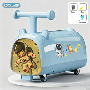 Porteur trotteur enfant en plastique, design dessin animé astronaute, quatre roues, avec éclairage coloré, siège silencieux inclus, jouet à pousser - Product Image 6