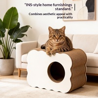 Vente en gros : Maison-griffoir pour chat en carton ondulé en forme de nuage, semi-fermée, avec entrée ronde, pour chats, OEM