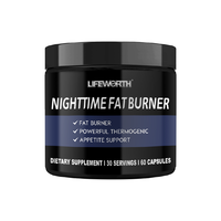 Complément alimentaire brûleur de graisse nocturne LIFEWORTH, capsule d'ashwagandha, 5-HTP, CLA, mélatonine, coupe-faim, soutien pour adultes, 60 capsules