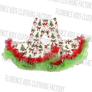 DH Custom natale <span class=keywords><strong>moda</strong></span> ragazze set di <span class=keywords><strong>abbigliamento</strong></span> ODM stile Casual bambino e grandi pantaloni svasati vestito con motivo stampato - Product Image 2