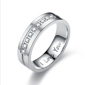 Anillo de pareja I Love You, elegantes anillos de racimo de acero inoxidable de oro de 18 quilates para boda <span class=keywords><strong>Gay</strong></span>, fiesta de compromiso, moda de Arabia Saudita - Product Image 5