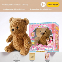 Oursons en peluche IA personnalisés Beambox Factory, cheveux bouclés, coton PP, brodés, jouets en peluche marron de qualité supérieure, cadeaux pour enfants, vente en gros