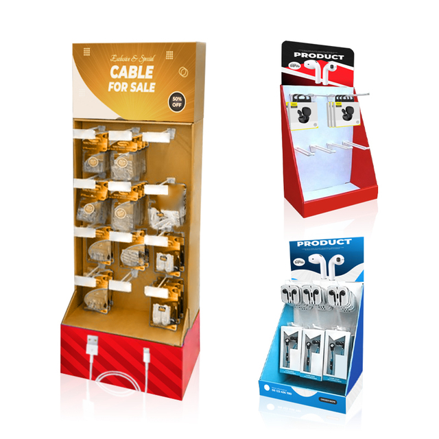 Custom Modern Eco-Friendly for Hook Display Shelf Retail Power Wing Paper Display Racks for Hanging Pegboard Corrugated