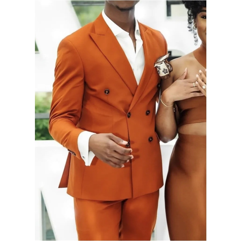スーツ VINTAGE 80s Double breasted suit orange VINTAGE 80s Double breasted suit orange Orange Peaked Lapel