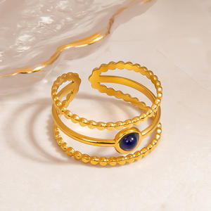 European Style Stainless Steel <b>Bracelets</b> With Natural Stone Inlay <b>Adjustable</b> Open Design For Women Gift Jewelry - Product Image 2