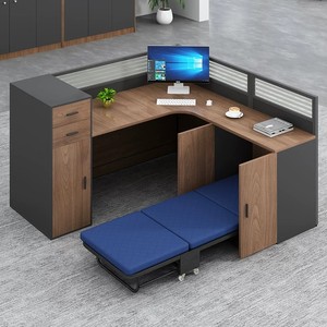 Estación de Trabajo Individual Moderna con Mampara de Privacidad y Sofá Integrado, Escritorio Modular para <span class=keywords><strong>Personal</strong></span> con Gabinete de Almacenamiento - Product Image 2
