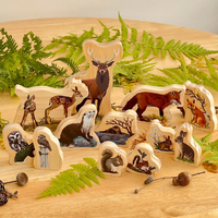 Ensemble de figurines d'animaux en bois en voie d'extinction, jouets éducatifs préscolaires pour enfants