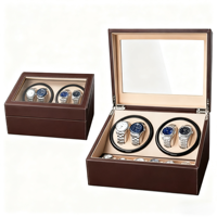 Boîte à montres automatique en bois de haute qualité à 4 emplacements avec boîte de rangement à 6 emplacements et intérieur en velours
