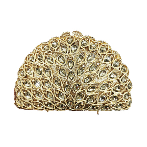 Pochette de soirée demi-lune pour femme en strass et perles scintillantes, idéale pour mariage et banquet - Product Image 1