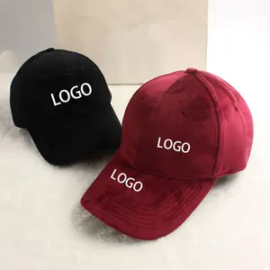 Hoge Kwaliteit Mannen Vrouwen Klassieke Stijl Fluwelen Custom Borduren Logo Baseball Cap