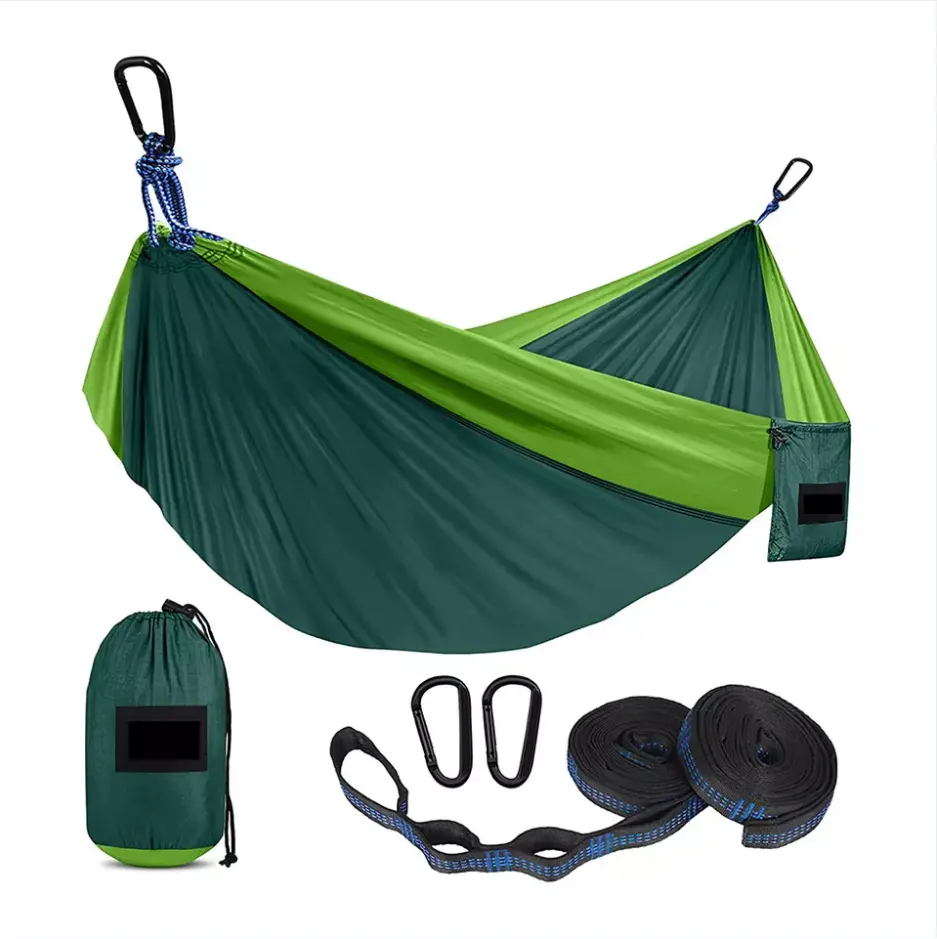 Woqi Camping Hängematte mit Moskito netz Pop-up Tragbare Hängematte Ultraleichte Nylon Fallschirm Hängematten mit Baum gurten 2 Personen