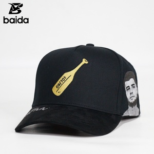 Casquette de baseball à 5 panneaux avec logo brodé 3D personnalisé, visière en daim, doublure en satin, chapeau de sport pour hommes et femmes, Gorras - Product Image 1