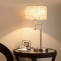 Lampe de table moderne et simple pour hôtel, abat-jour en tissu, lampe de lecture LED rotative, tension universelle, ornement pour salon