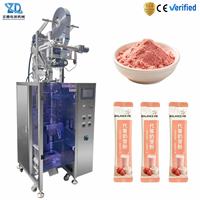 Machine d'emballage servo à scellage arrière à coins arrondis pour sachets stick de milkshake à la fraise, poudre instantanée, thé au lait, boissons au chocolat et au malt