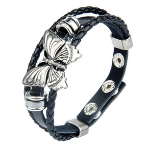 Pulsera de cuero multicapa estilo casual hecha a mano mariposa con cuentas ajustable para comodidad para regalo aniversario ortodoxo - Product Image 6