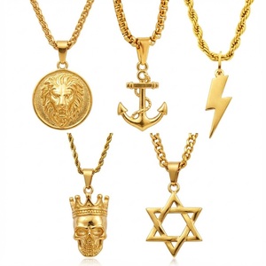 Collier personnalisé populaire Olivia plaqué or 18 carats avec pendentif croix de Jésus, Méduse, <span class=keywords><strong>boussole</strong></span>, aile d'ange, pistolet, rose, dollar, bijoux - Product Image 1