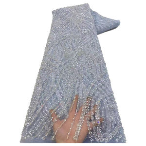 NI.AI boncuklu dizisi Net dantel gelin işlemeli tül dantel kumaş ile yeni tasarım kadınlar için düğün malzemesi - Product Image 6