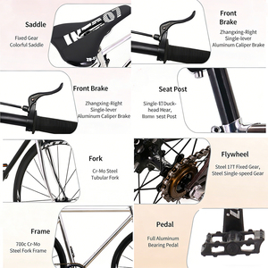 Bicicleta de Piñón Fijo 700c con Cuadro de Acero Cromado y Frenos V-Brake, Diseño Nuevo 2026, Bicicleta Urbana para Adultos - Product Image 4