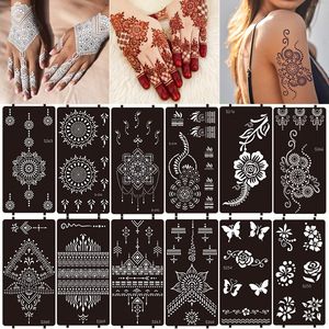 ลายฉลุเฮนน่าลายดอกไม้ PET สำหรับสักลายชั่วคราวบนร่างกาย - Product Image 4