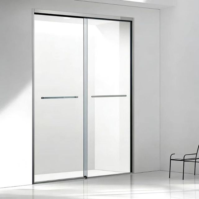Tempered Glass for Minimalist Bathroom Project Bathroom Glass Partition Sleek Black Frame Double Sliding Shower Enclosure