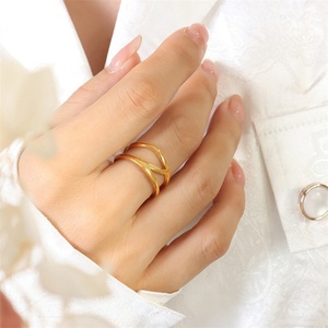 New Arrival Stainless Steel <b>Adjustable</b> <b>Ring</b> Gold Plated Hollow Finger <b>Ring</b> - Product Image 5
