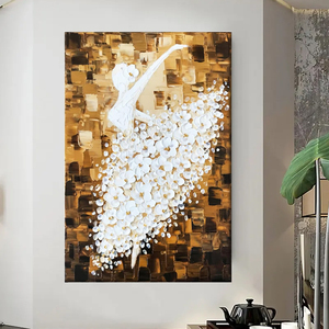 Pintura al óleo de bailarina de <span class=keywords><strong>Ballet</strong></span> hecha a mano sobre lienzo textura 3D paleta cuchillo moderno pintado a mano arte de la pared abstracto decoración pintura - Product Image 1